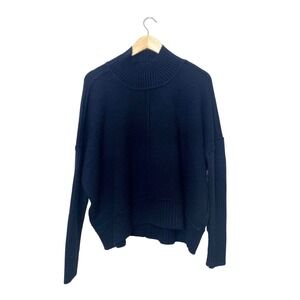 Maeve Anthropologie Navy Blue Mock Neck Wool Blend Oversized Sweater Womens M